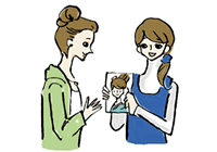 打ち合わせも忘れずにのイラスト